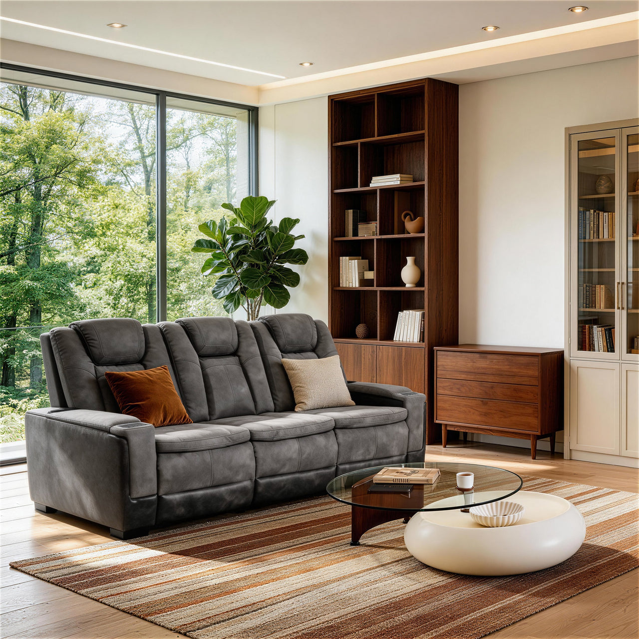 Charlie Modern Gray Power Recliner Sofa for Living Room or Home Theater