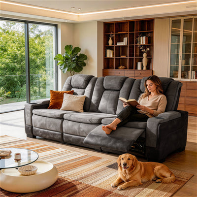 Charlie Modern Gray Power Recliner Sofa for Living Room or Home Theater
