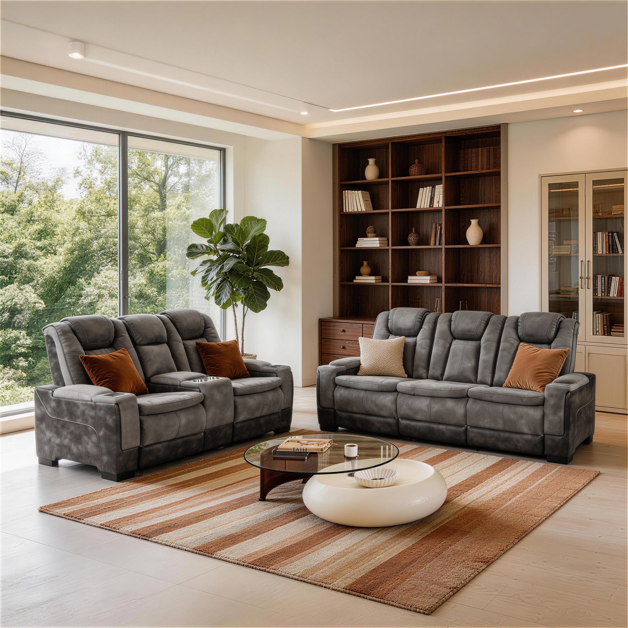 Charlie Gray Power Recliner Sofa Set