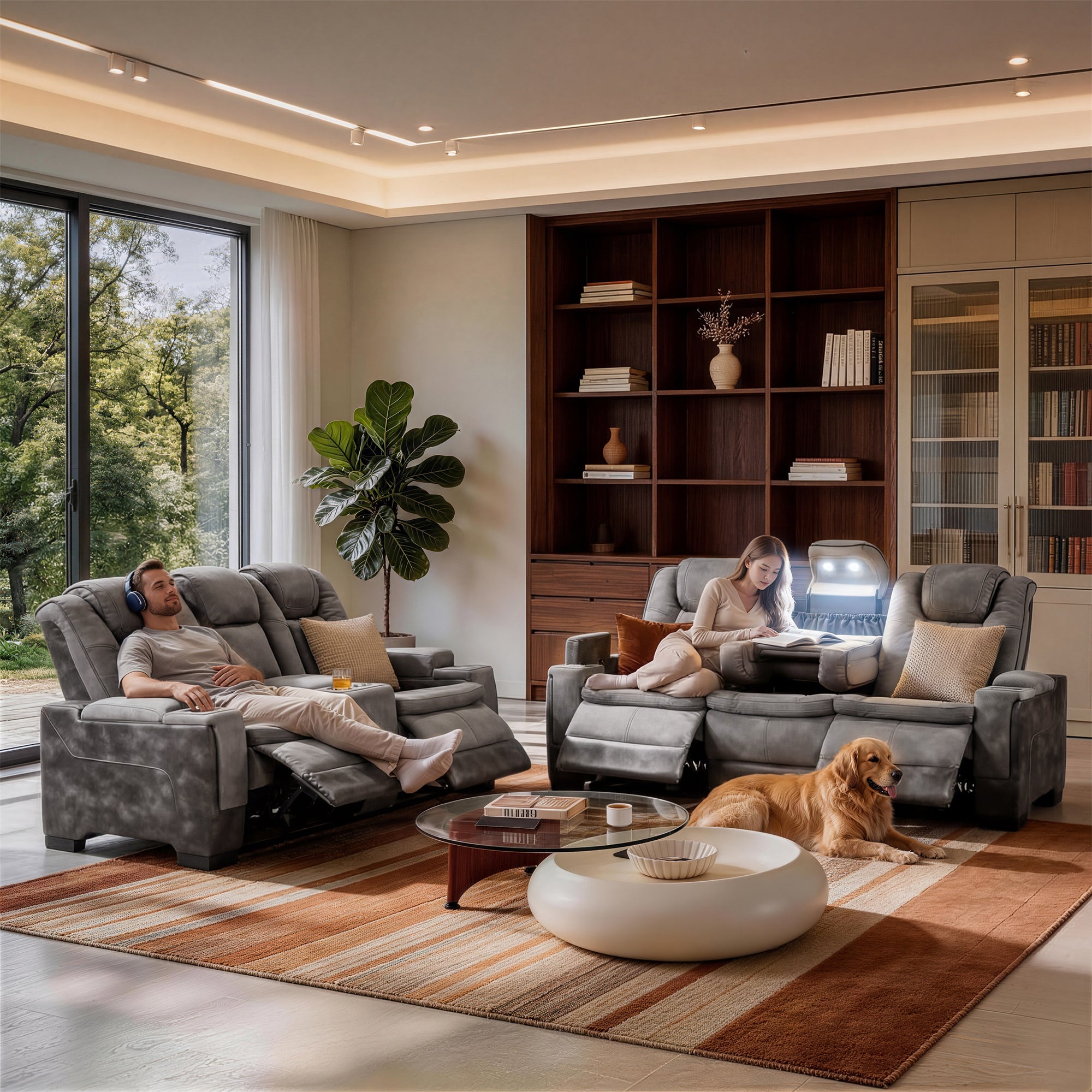 Charlie Gray Power Recliner Sofa Set