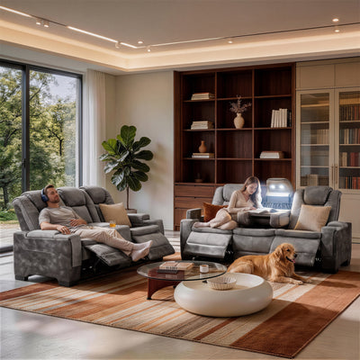 Charlie Gray Power Recliner Sofa Set