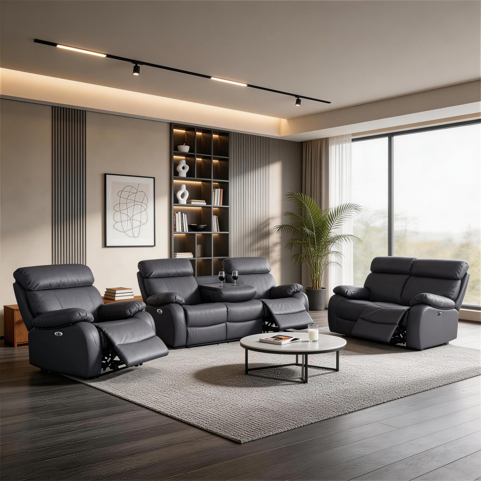 Harry Gray Power Recliner Sofa Set