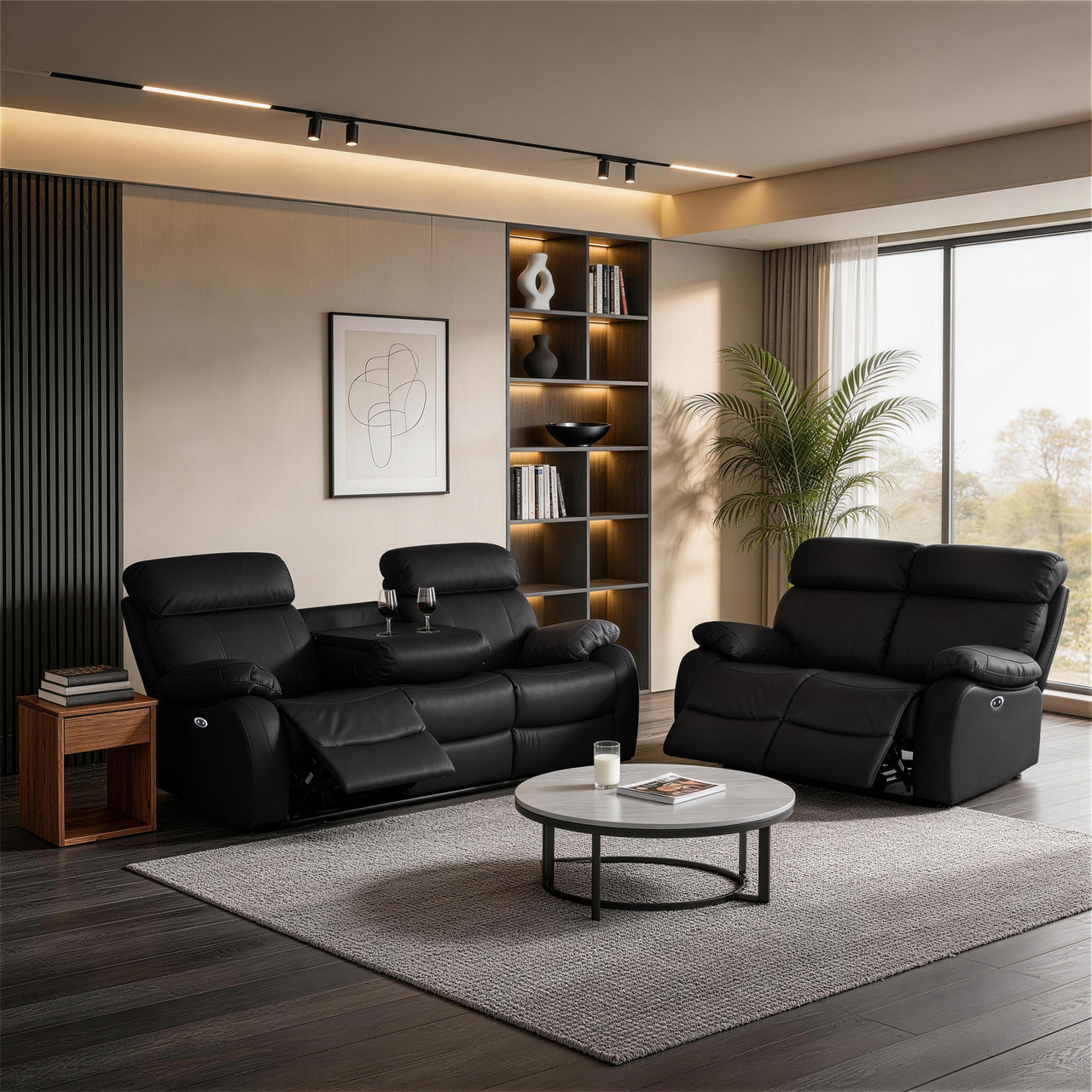 Harry Black Power Recliner Sofa & Loveseat